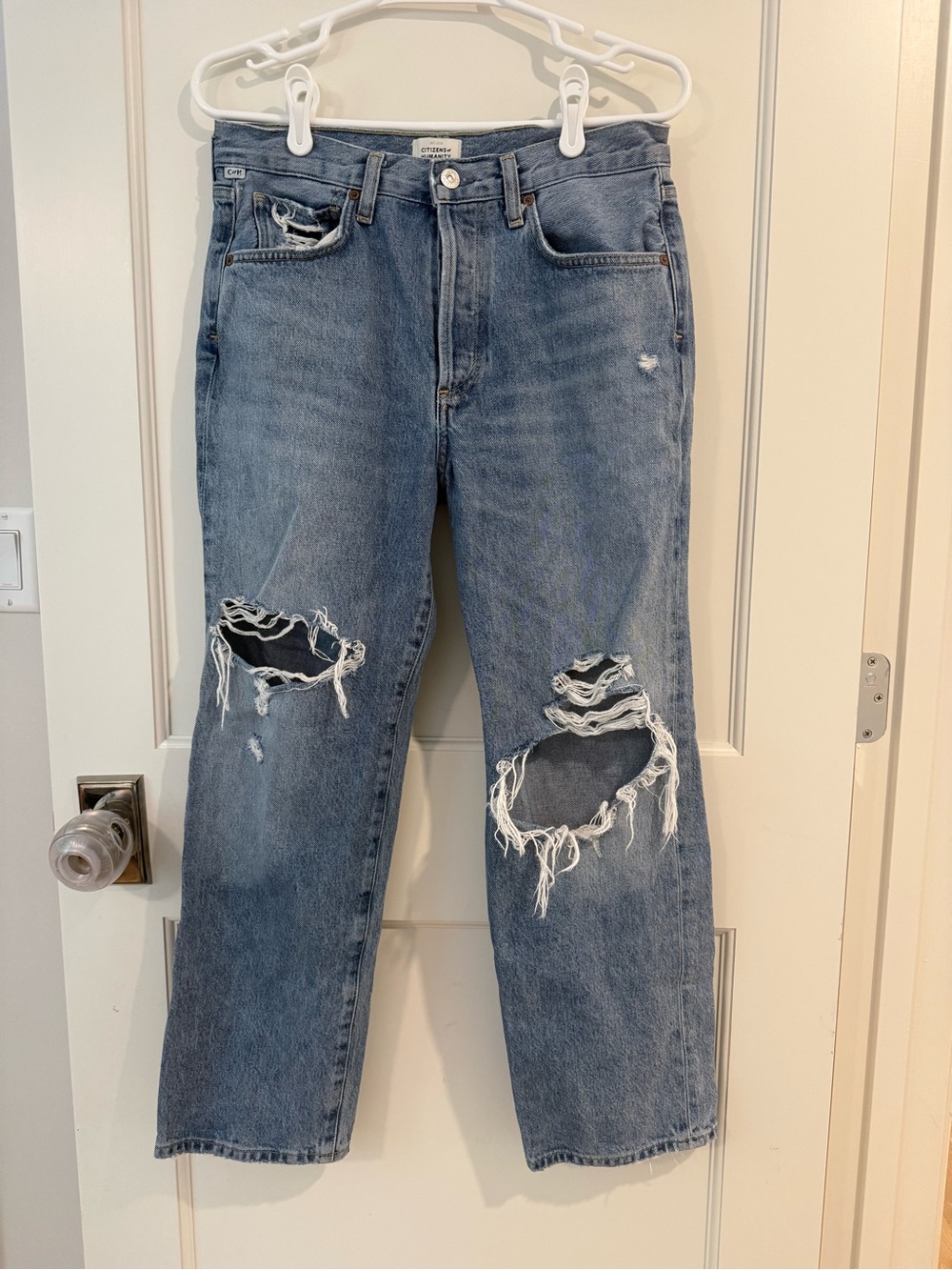 Citizens Of Humanity Light Blue Distressed Relaxed Jeans